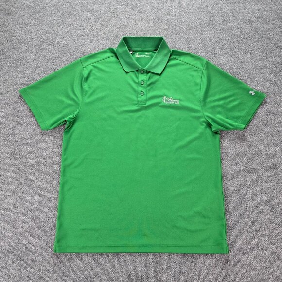 Under Armour Polo Shirt Mens Large Green Short Sleeve Golf Casual Outdoors - Picture 1 of 10